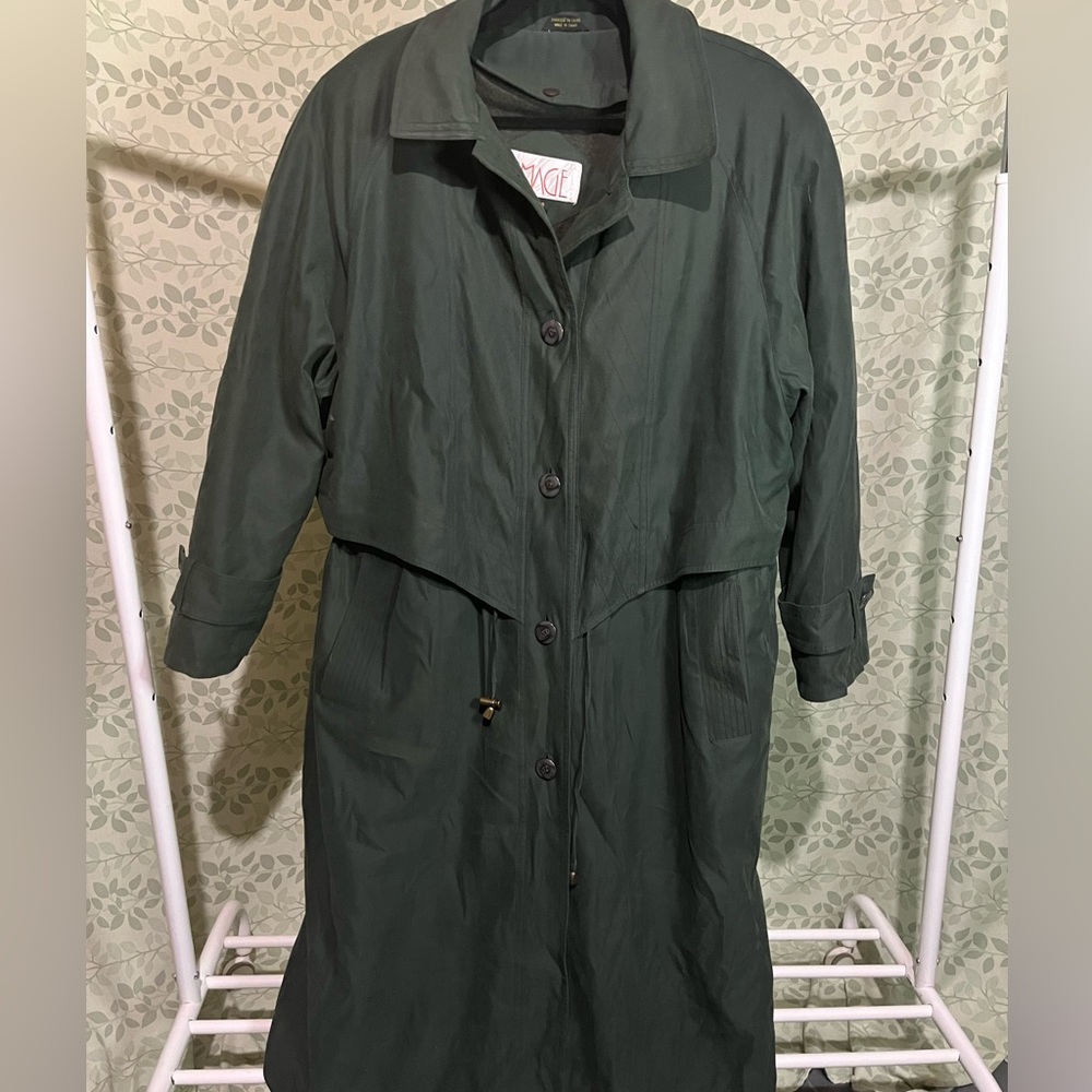 Vintage Image suede-like and wool trench coat greenish